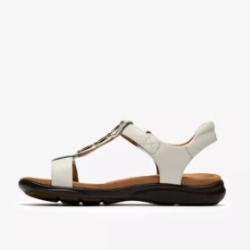 Kitly Gem hvite flate sandaler i skinn for damer