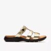 Kitly Pearl flate sandaler i champagnefarget skinn for damer