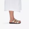 Kitly Pearl flate sandaler i champagnefarget skinn for damer
