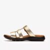 Kitly Pearl flate sandaler i champagnefarget skinn for damer