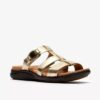 Kitly Pearl flate sandaler i champagnefarget skinn for damer