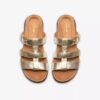 Kitly Pearl flate sandaler i champagnefarget skinn for damer