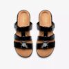 Kitly Pearl – flate sandaler i svart lakkskinn for damer