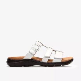 Kitly Pearl hvite flate sandaler for kvinner