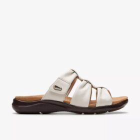 Kitly Slide flate sandaler i kremfarget skinn for damer