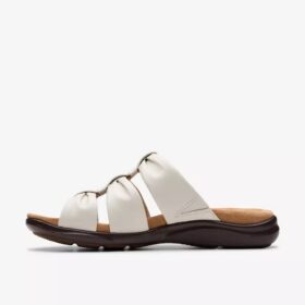 Kitly Slide flate sandaler i kremfarget skinn for damer