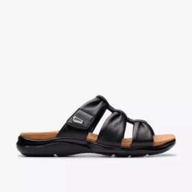 Kitly Slide – flate sandaler i svart skinn for damer