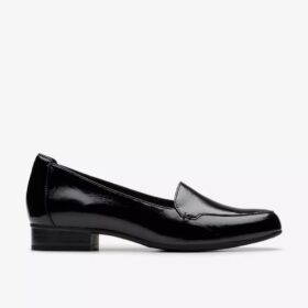 Krystine Lily – svarte slip-ons i lakkskinn for damer