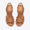 Kymber Glow-sandaler med hæl i tan-farget skinn for damer