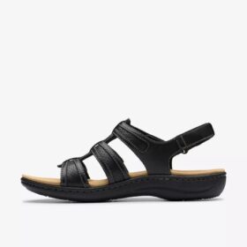 Laurieann Ivy flate sandaler i svart skinn for damer Laurieann Ivy flate sandaler i svart skinn for damer
