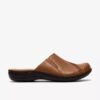 Laurieann Lux-tresko & mules i tan-farget skinn for damer