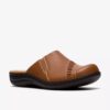 Laurieann Lux-tresko & mules i tan-farget skinn for damer