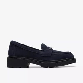 Lauryl Step loafers i marineblått semsket skinn for damer