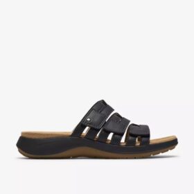 Maelynn Abby flate sandaler i svart skinn for damer