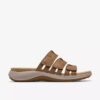 Maelynn Abby flate sandaler i tan-farget skinn for damer