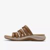Maelynn Abby flate sandaler i tan-farget skinn for damer