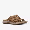 Maelynn Abby flate sandaler i tan-farget skinn for damer