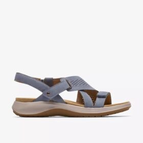 Maelynn Gem-flate sandaler i denimblå nubuck for kvinner