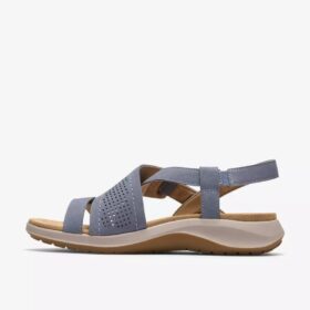 Maelynn Gem-flate sandaler i denimblå nubuck for kvinner
