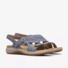 Maelynn Gem-flate sandaler i denimblå nubuck for kvinner