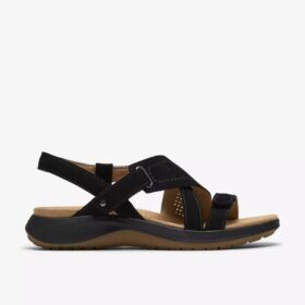 Maelynn Gem flate sandaler i svart nubuck for damer