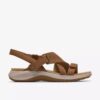 Maelynn Gem Tan nubuck-flate sandaler for kvinner