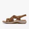 Maelynn Gem Tan nubuck-flate sandaler for kvinner