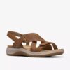 Maelynn Gem Tan nubuck-flate sandaler for kvinner