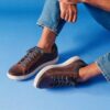 Mapstone Lace-sneakers i mahognyfarget skinn for menn