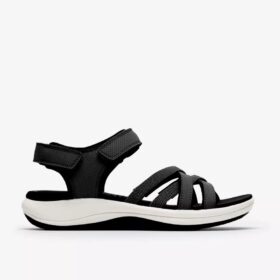 Mira Shore svarte rem-sandaler for damer