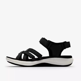 Mira Shore svarte rem-sandaler for damer