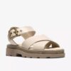 Orinoco3 Cross flate sandaler i kremfarget skinn for damer