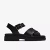 Orinoco3 Cross flate sandaler i svart skinn for damer