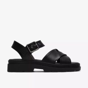 Orinoco3 Cross flate sandaler i svart skinn for damer