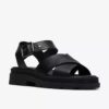 Orinoco3 Cross flate sandaler i svart skinn for damer