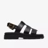 Orinoco3-flate sandaler for kvinner med remmer, i svart skinn