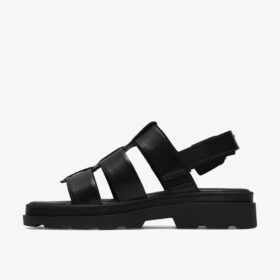 Orinoco3-flate sandaler for kvinner med remmer, i svart skinn