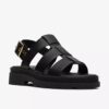 Orinoco3-flate sandaler for kvinner med remmer, i svart skinn