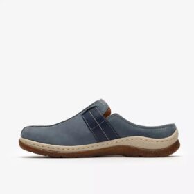 Orlene-tresko for damer i denimblå nubuck – Tresko & Mules