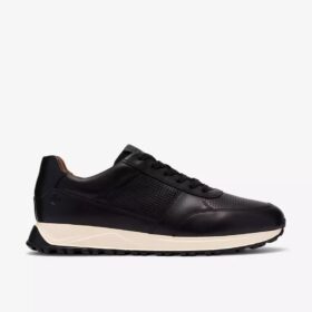 Radwell Tie – sorte lærsneakers for menn