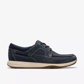 Sailview-seilersko for menn med snøring i marineblå nubuck