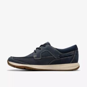 Sailview-seilersko for menn med snøring i marineblå nubuck