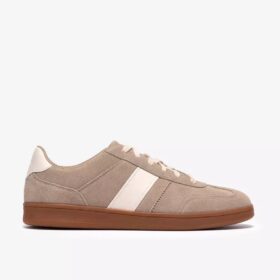 Seco Speed-sneakers for menn i mørk sandfarget semsket skinn