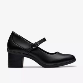 Shaya Jane Mary Janes i svart skinn for damer