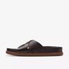 Torford Cross brune flate sandaler i skinn for menn