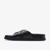 Torford Cross flate sandaler i svart skinn for menn