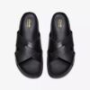 Torford Cross flate sandaler i svart skinn for menn