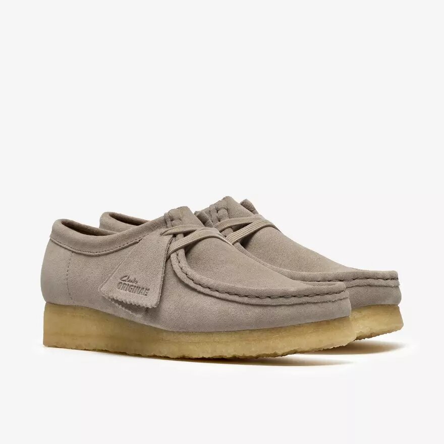 Wallabee for damer i lysegrå semsket skinn Wallabee for damer i lysegrå semsket skinn