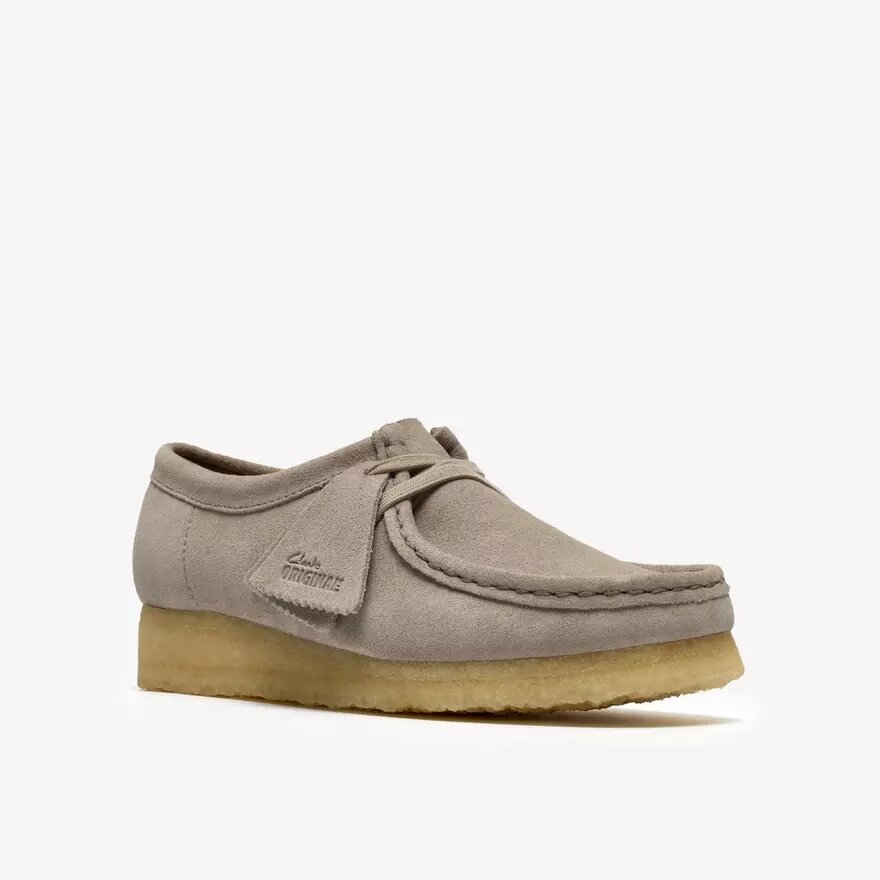 Wallabee for damer i lysegrå semsket skinn Wallabee for damer i lysegrå semsket skinn