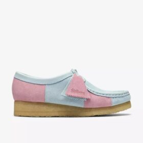 Wallabee for kvinner, blekblå og rosa striper